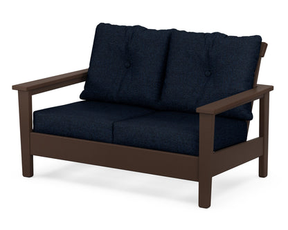 POLYWOOD® Prescott Deep Seating Loveseat in Mahogany / Marine Indigo