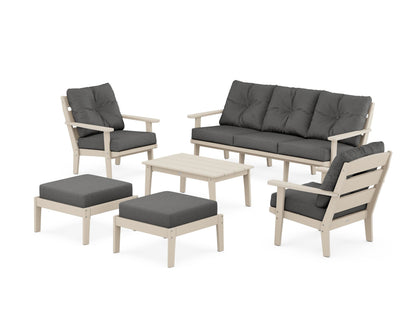 POLYWOOD® Lakeside 6-Piece Lounge Sofa Set in Sand / Spectrum Carbon