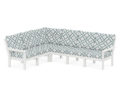 POLYWOOD® Vineyard 6-Piece Sectional in White / Trellis Glacier Spa