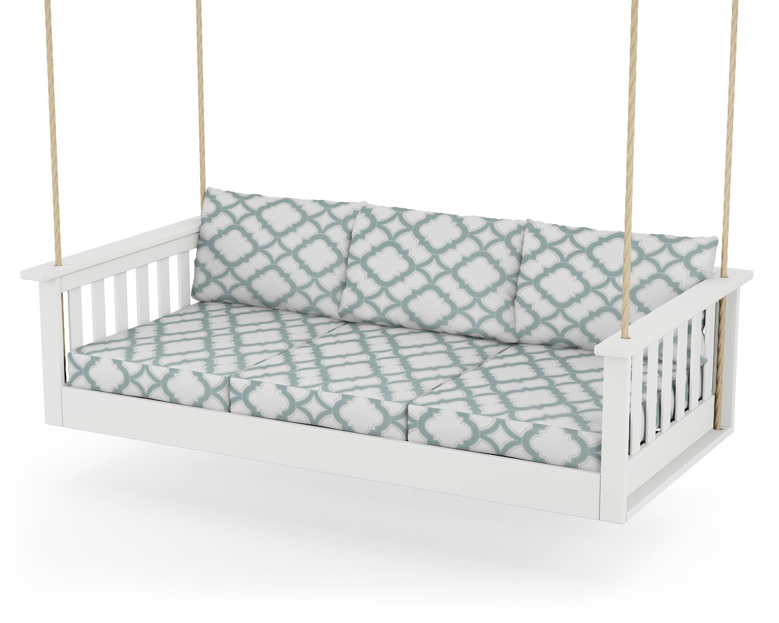 POLYWOOD® Vineyard Daybed Swing in White / Trellis Glacier Spa