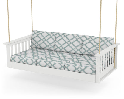 POLYWOOD® Vineyard Daybed Swing in White / Trellis Glacier Spa