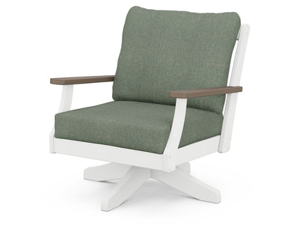 POLYWOOD® Braxton Deep Seating Swivel Chair in White / Kona / Cast Sage