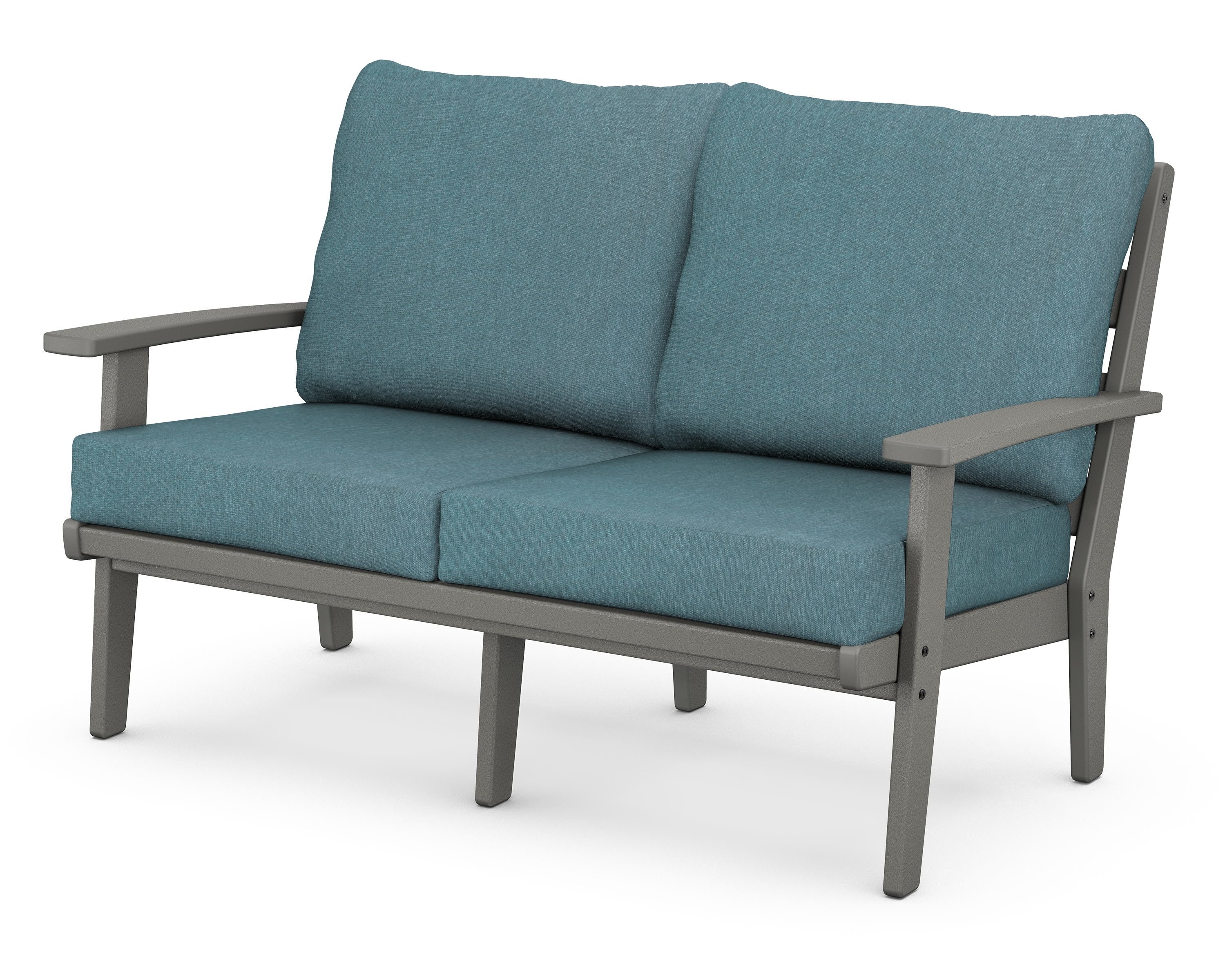 POLYWOOD® Grant Park Deep Seating Loveseat in Slate Grey / Ocean Teal