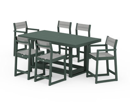 POLYWOOD® EDGE Sling 7-Piece Counter Table Set in Green / Metallic Sling