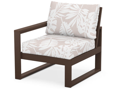 POLYWOOD® EDGE Modular Left Arm Chair in Mahogany / Leaf Dune Burlap
