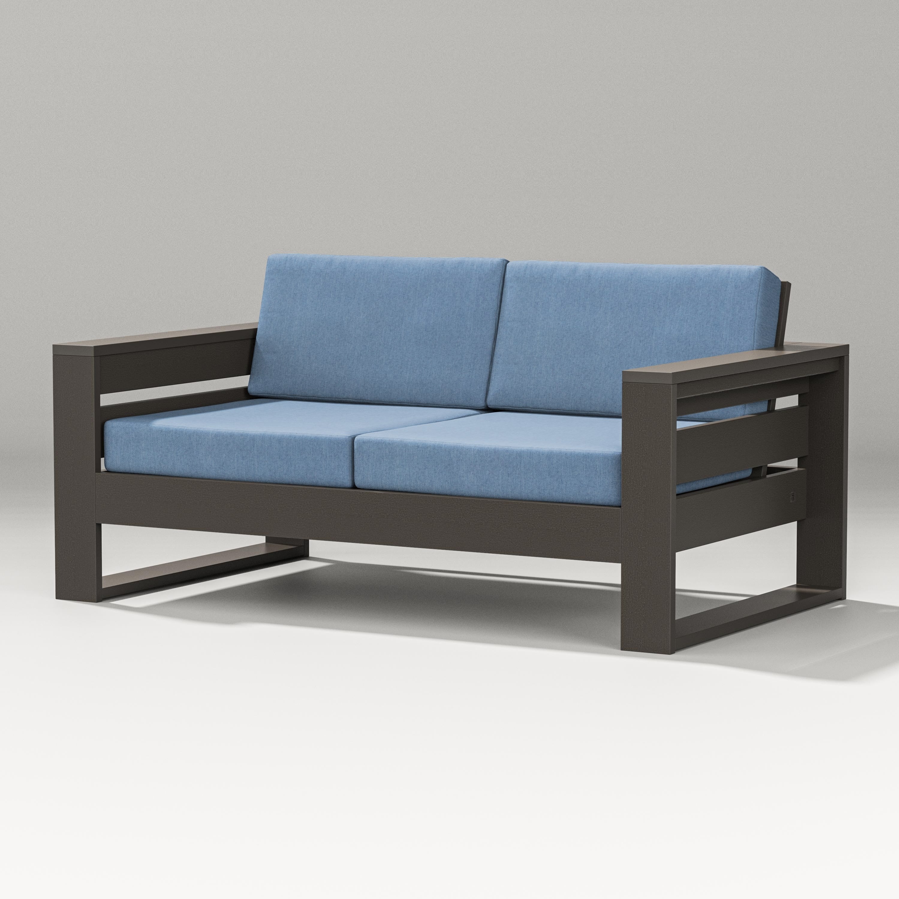 PW Designer Series Latitude Loveseat in Vintage Coffee / Sky Blue
