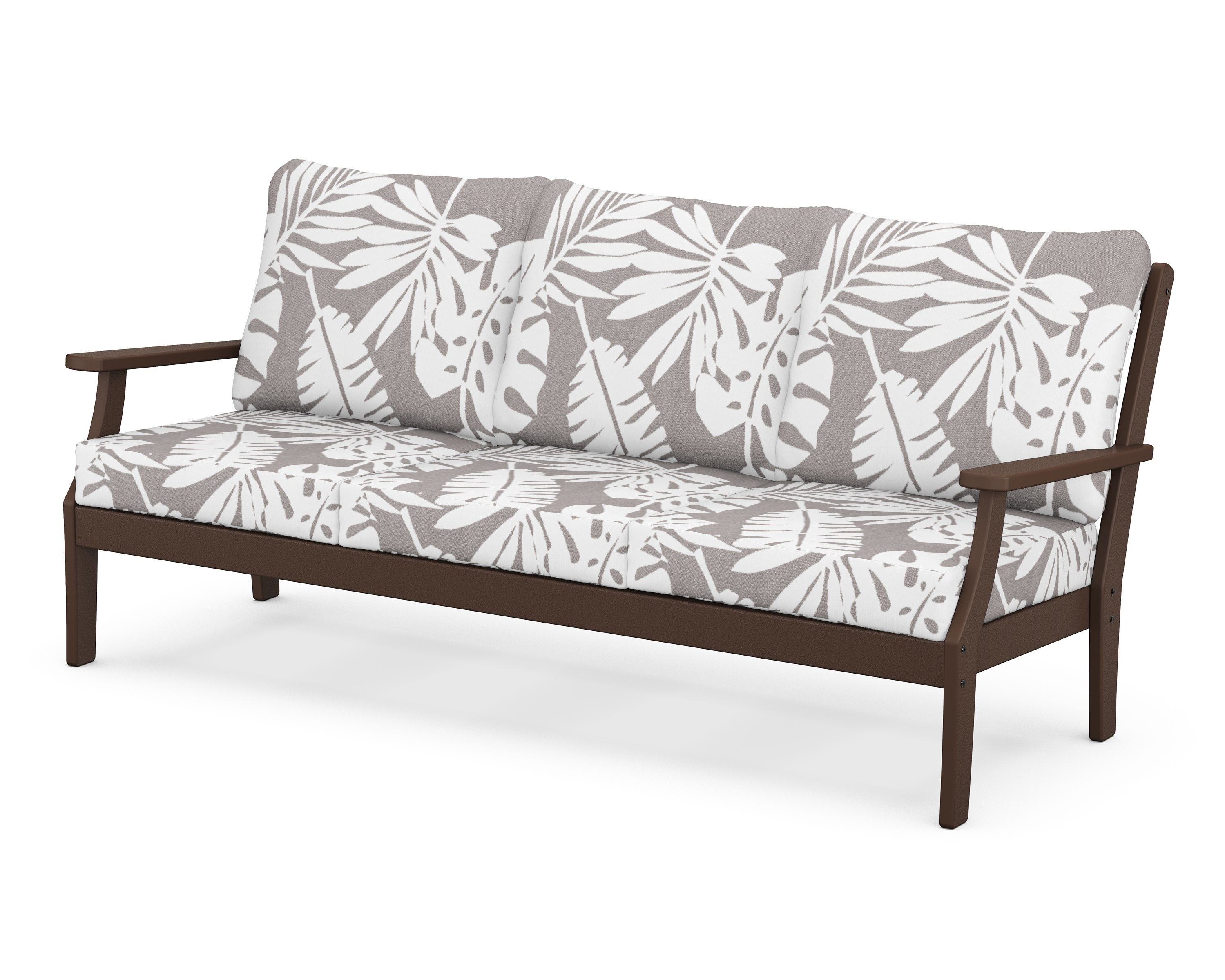 POLYWOOD® Braxton Deep Seating Sofa in Mahogany / Leaf Grey Mist