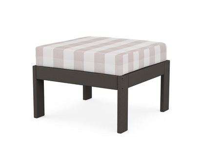 POLYWOOD® Vineyard Modular Ottoman in Vintage Coffee / Buffalo Plaid Dune Burlap