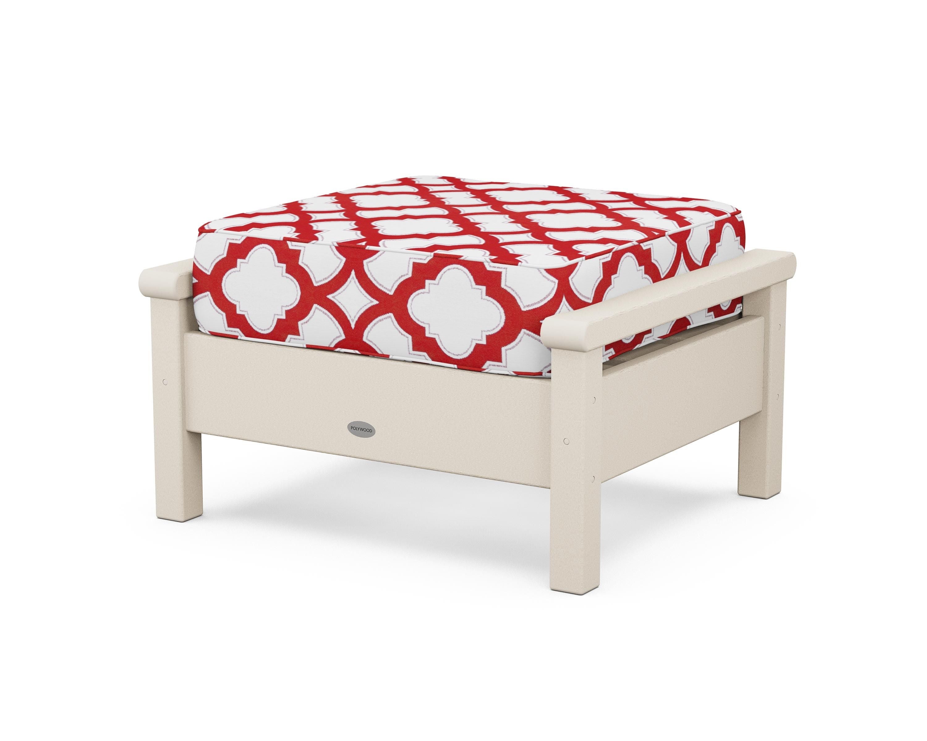 POLYWOOD® Harbour Deep Seating Ottoman in Sand / Trellis Crimson