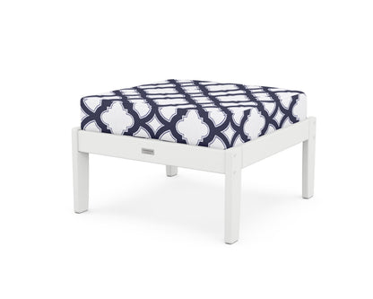 Country Living Cottage Deep Seating Ottoman in White / Trellis Navy
