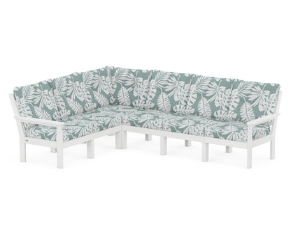 POLYWOOD® Vineyard 6-Piece Sectional in White / Leaf Glacier Spa