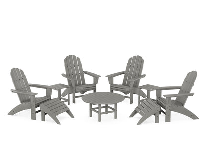 POLYWOOD® Vineyard Curveback Adirondack Chair 9-Piece Conversation Set in Slate Grey