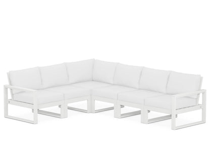 POLYWOOD® EDGE 6-Piece Modular Deep Seating Set in White / Natural