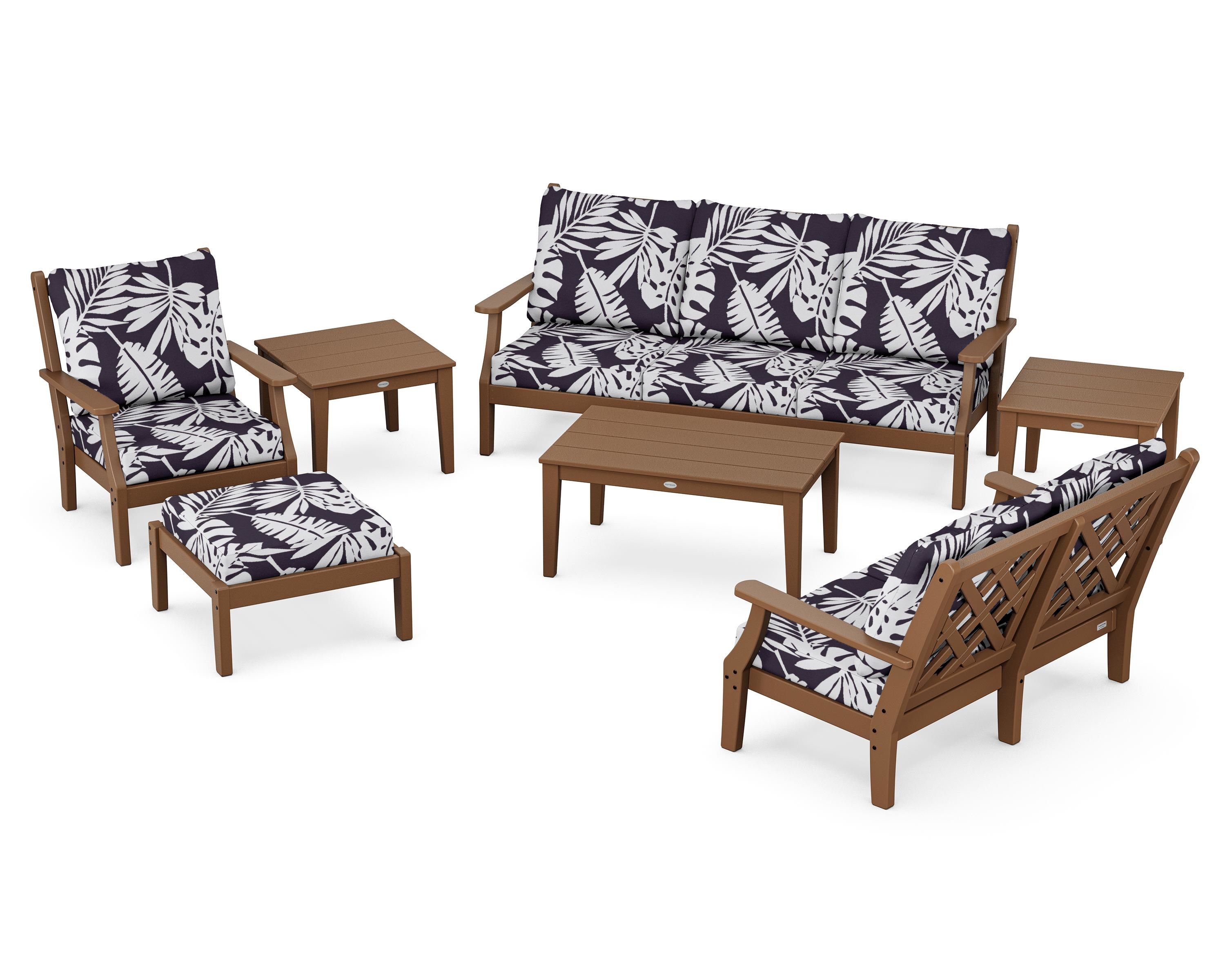 Country Living Wovendale 7-Piece Deep Seating Set in Teak / Leaf Navy