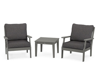 POLYWOOD® Braxton 3-Piece Deep Seating Set in Slate Grey / Ash Charcoal