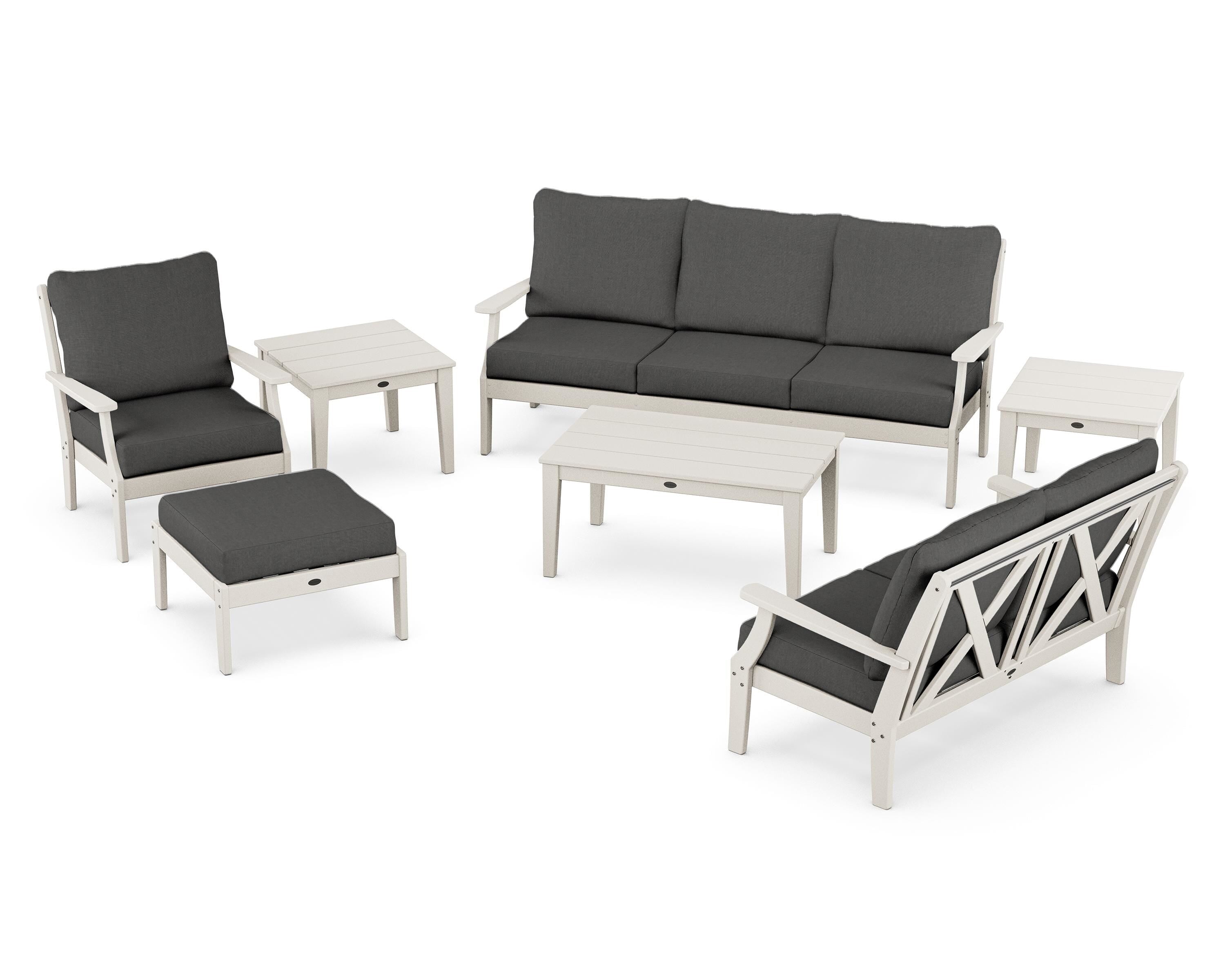 POLYWOOD® Braxton 7-Piece Deep Seating Set in Sand / Spectrum Carbon