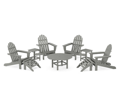 POLYWOOD® Classic Adirondack Chair 9-Piece Conversation Set in Slate Grey