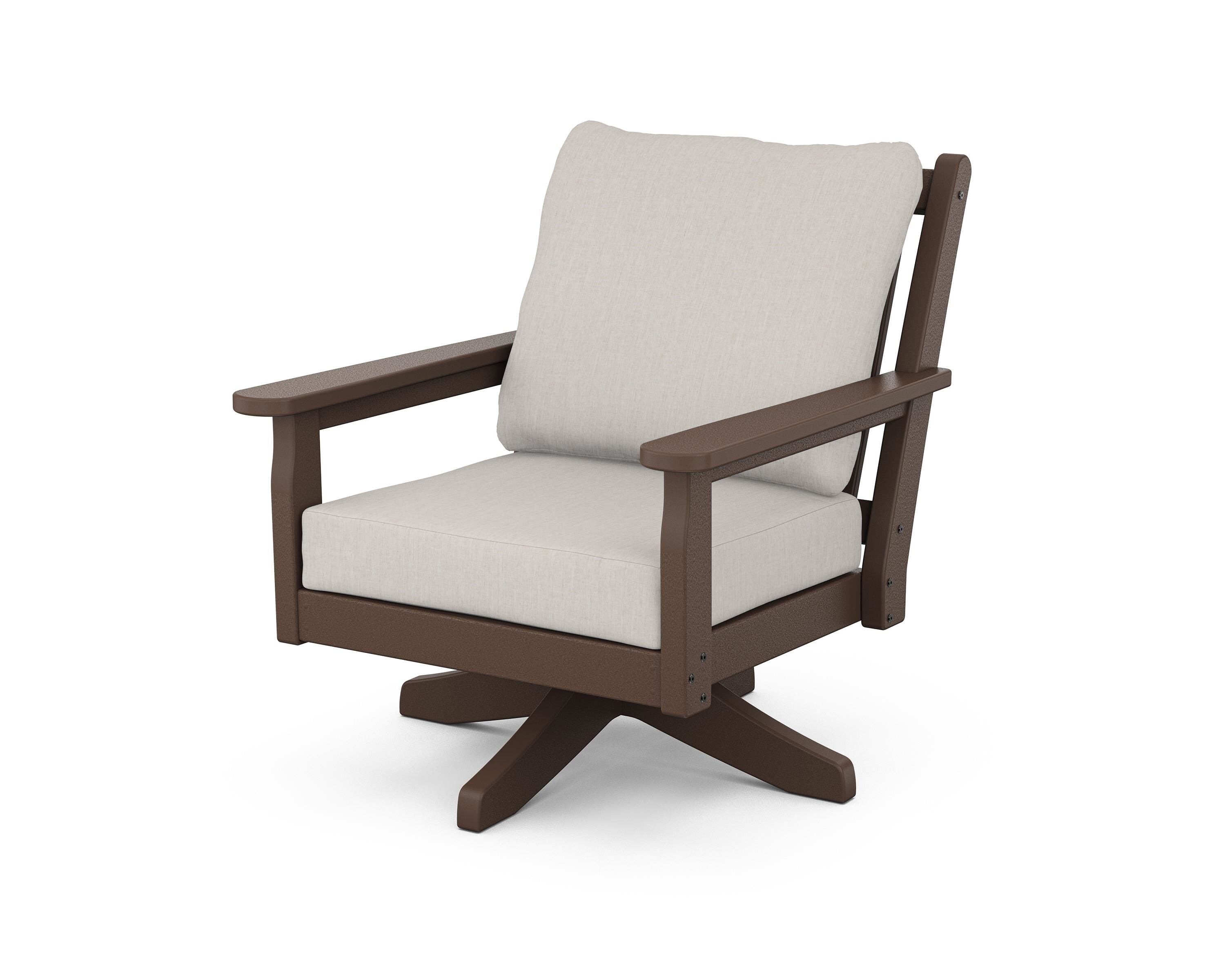 POLYWOOD® Chippendale Deep Seating Swivel Chair in Mahogany / Cast Ash