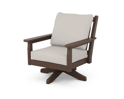 POLYWOOD® Chippendale Deep Seating Swivel Chair in Mahogany / Cast Ash