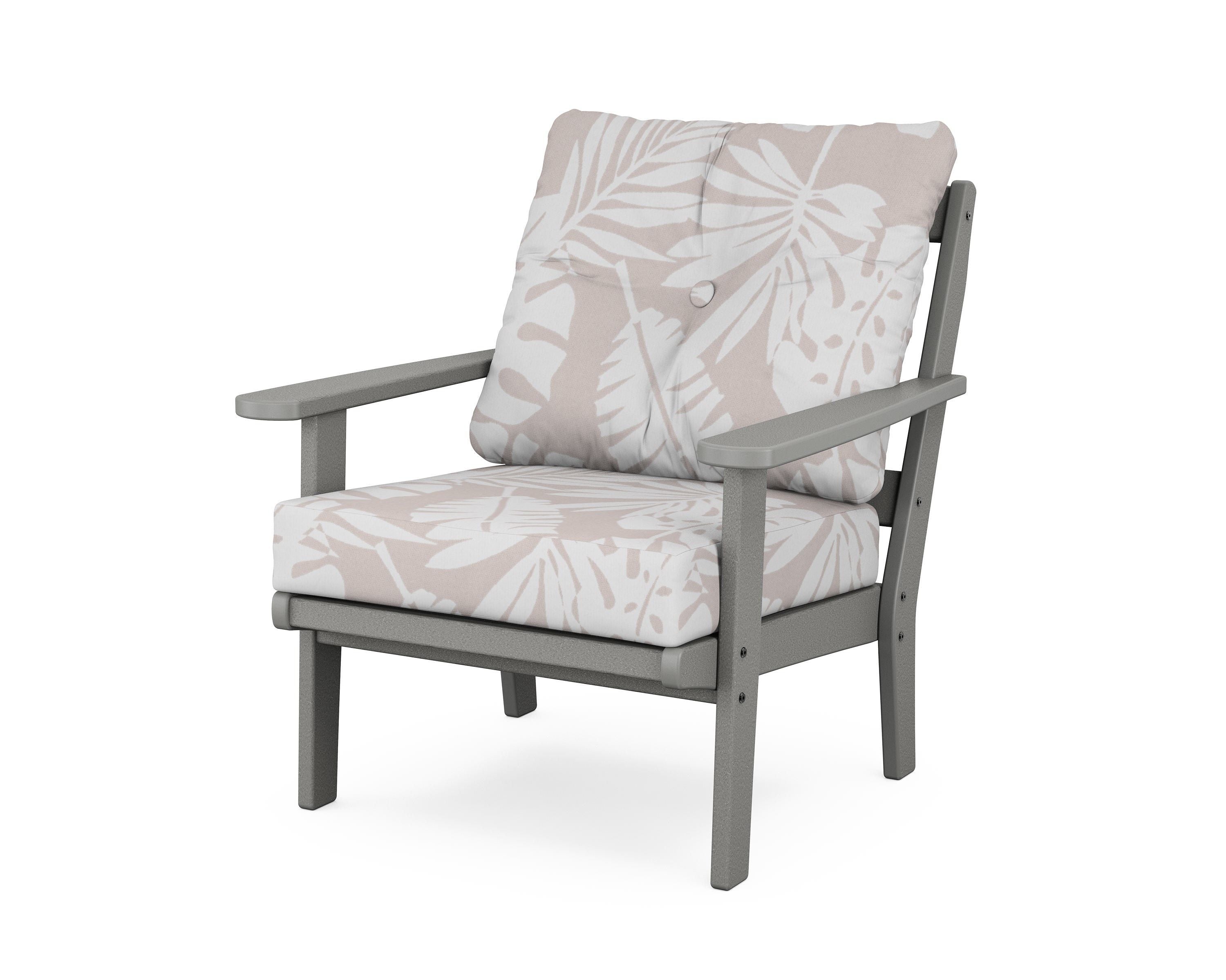 POLYWOOD® Mission Deep Seating Chair in Slate Grey / Leaf Dune Burlap