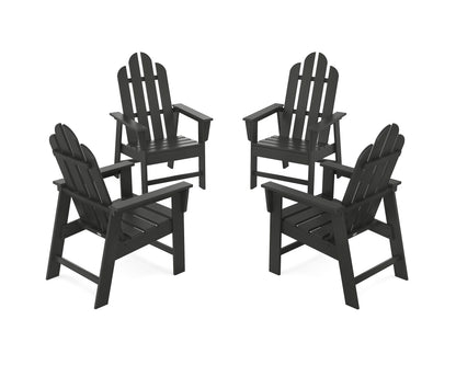 POLYWOOD® Long Island 4-Piece Upright Adirondack Conversation Set in Black