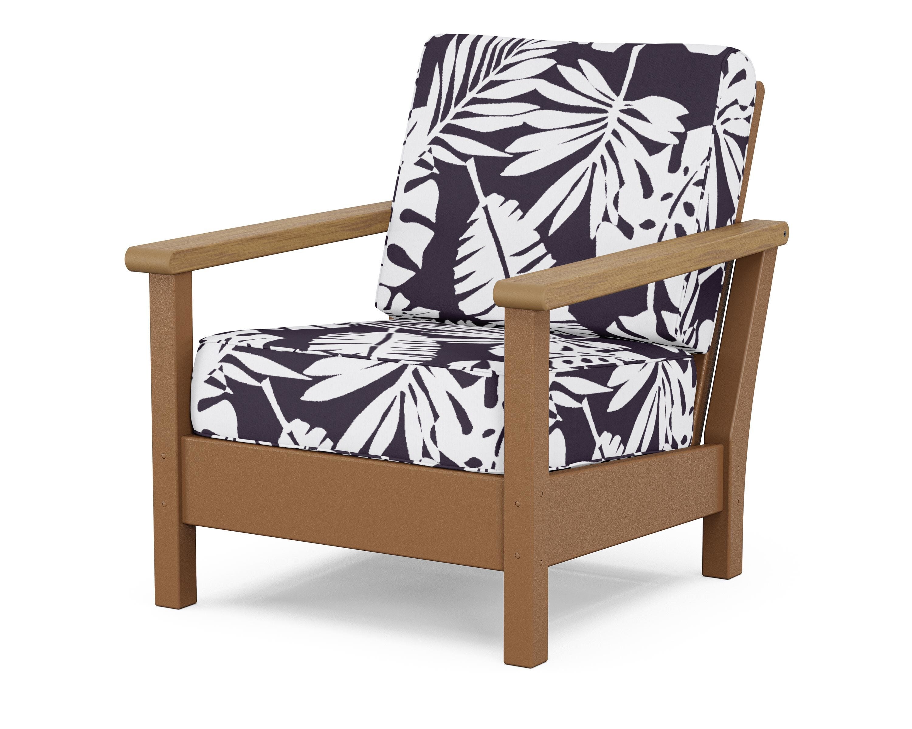 POLYWOOD® Harbour Deep Seating Chair in Teak / Natural / Leaf Navy