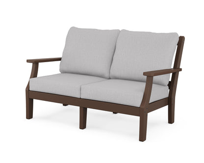 Martha Stewart by POLYWOOD® Chinoiserie Deep Seating Loveseat in Mahogany / Granite