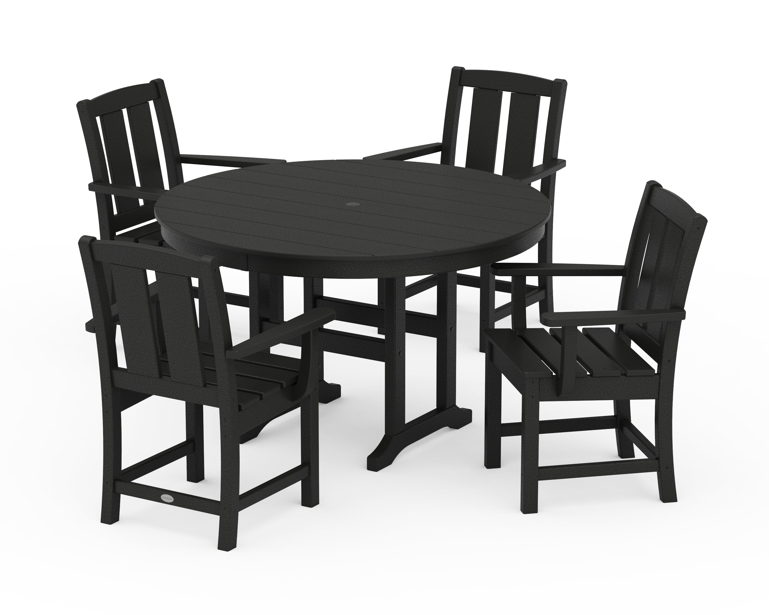 POLYWOOD® Mission 5-Piece Round Farmhouse Dining Set in Black