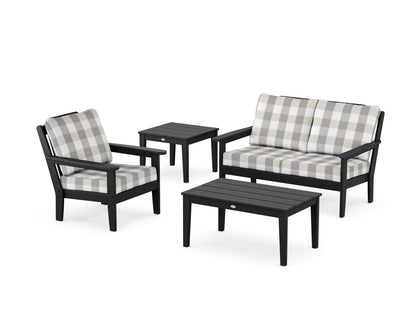 Country Living Wovendale 4-Piece Deep Seating Set in Black / Buffalo Plaid Grey Mist