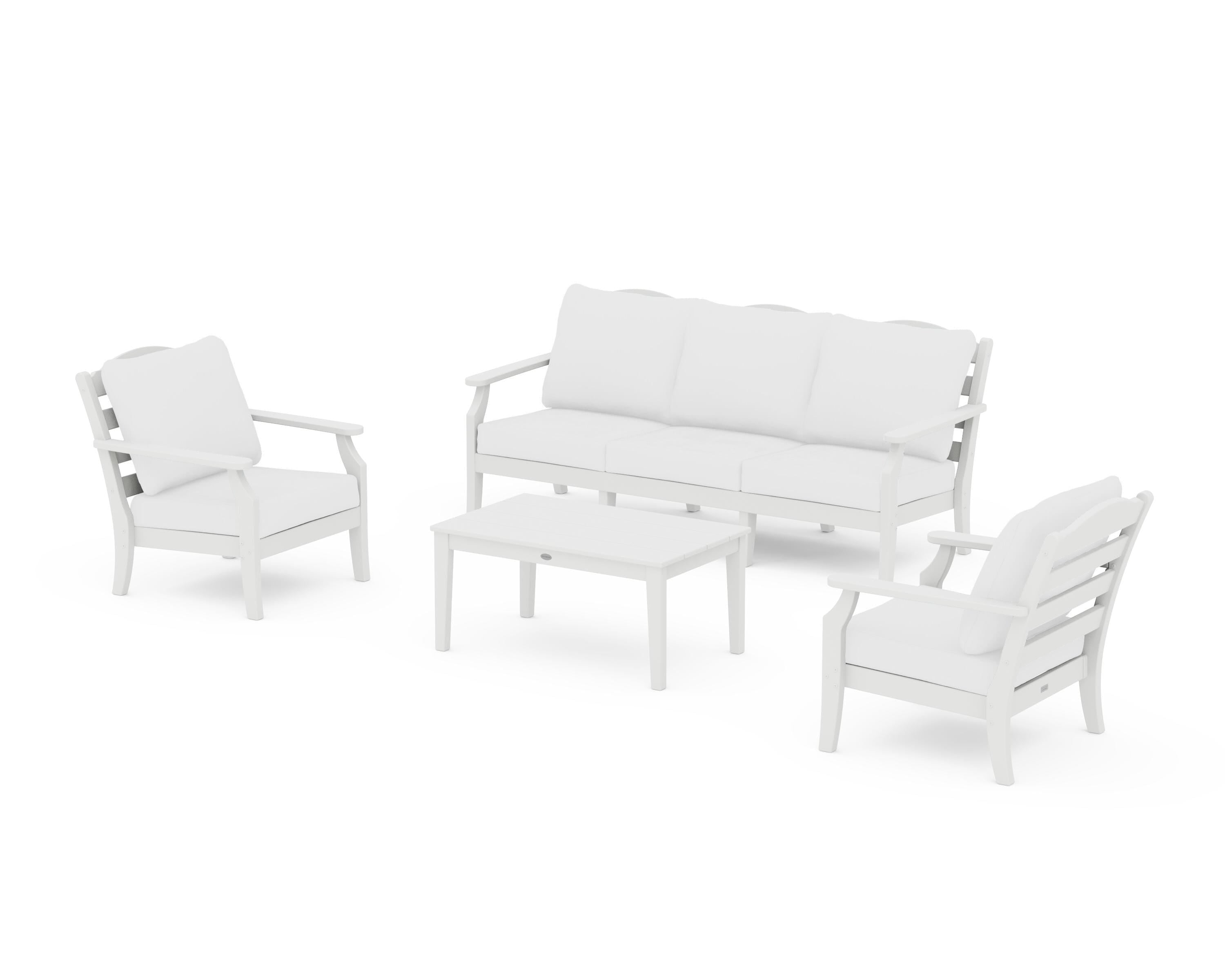 Draper James™ by  POLYWOOD® Savannah 4-Piece Deep Seating Set with Sofa in White / Natural