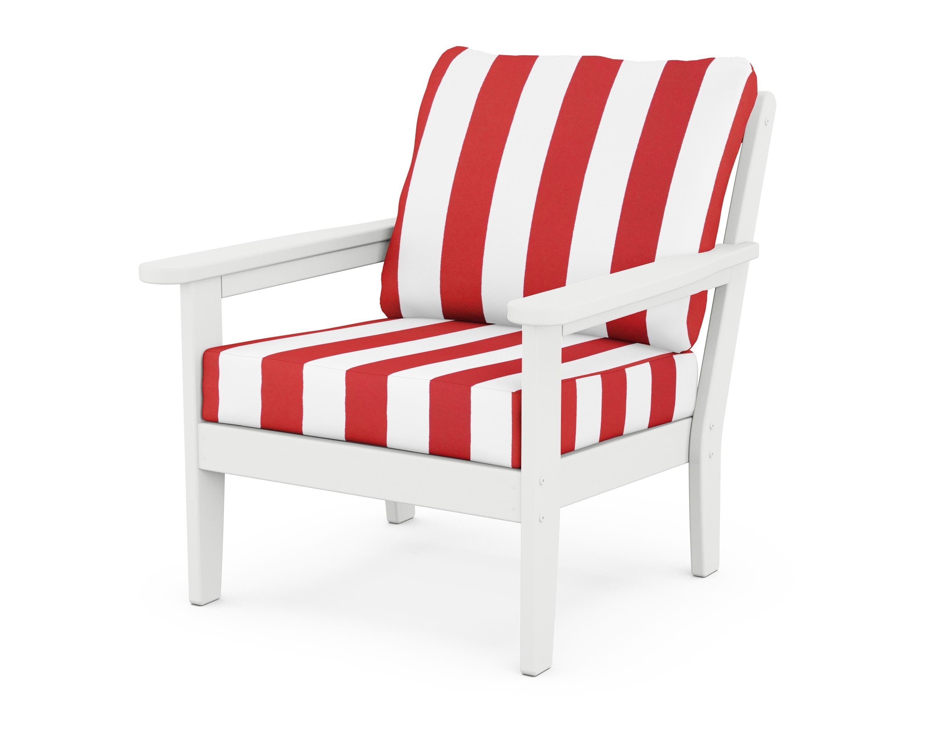 Country Living Cottage Deep Seating Chair in White / Cabana Stripe Crimson