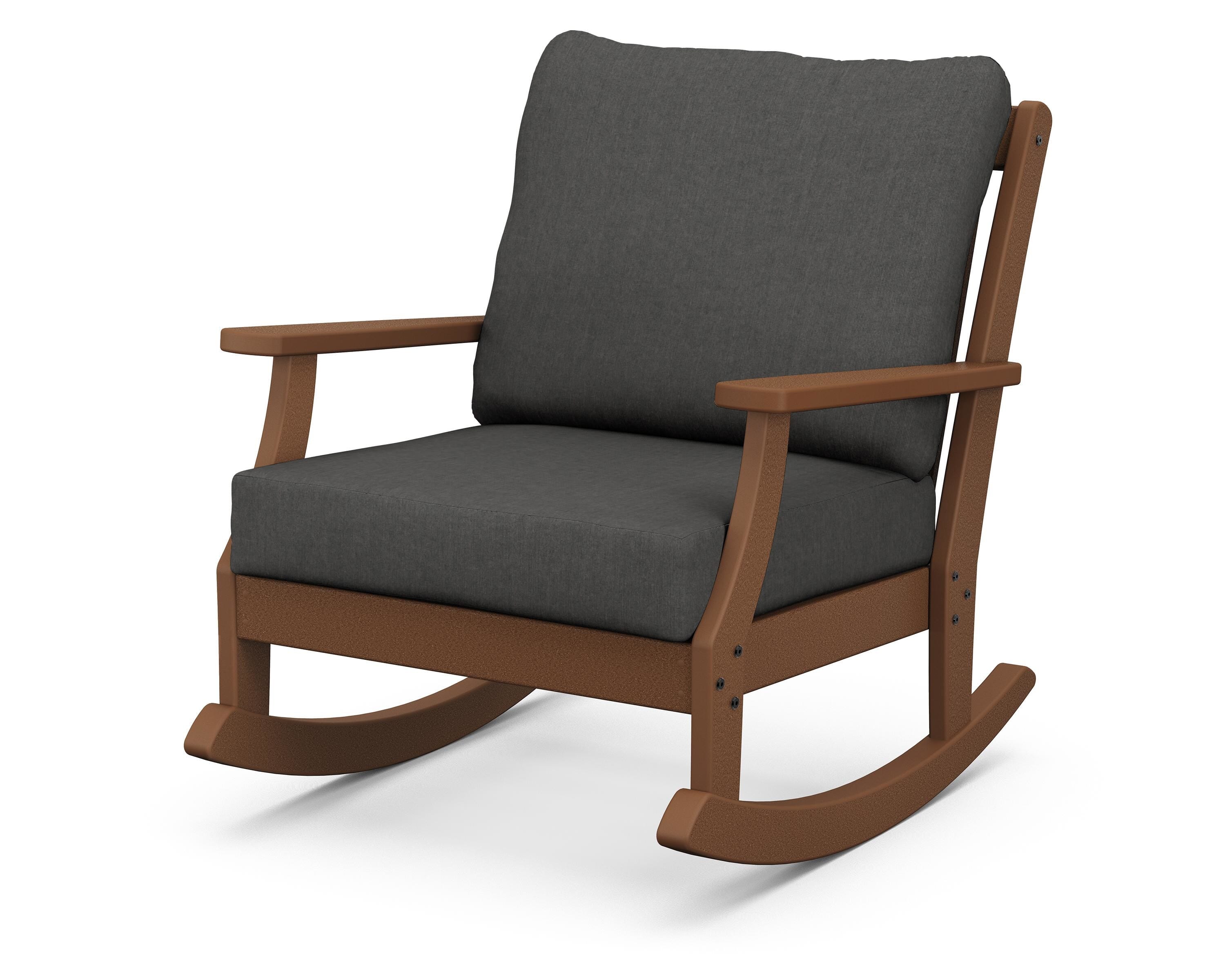 POLYWOOD® Braxton Deep Seating Rocking Chair in Teak / Spectrum Carbon