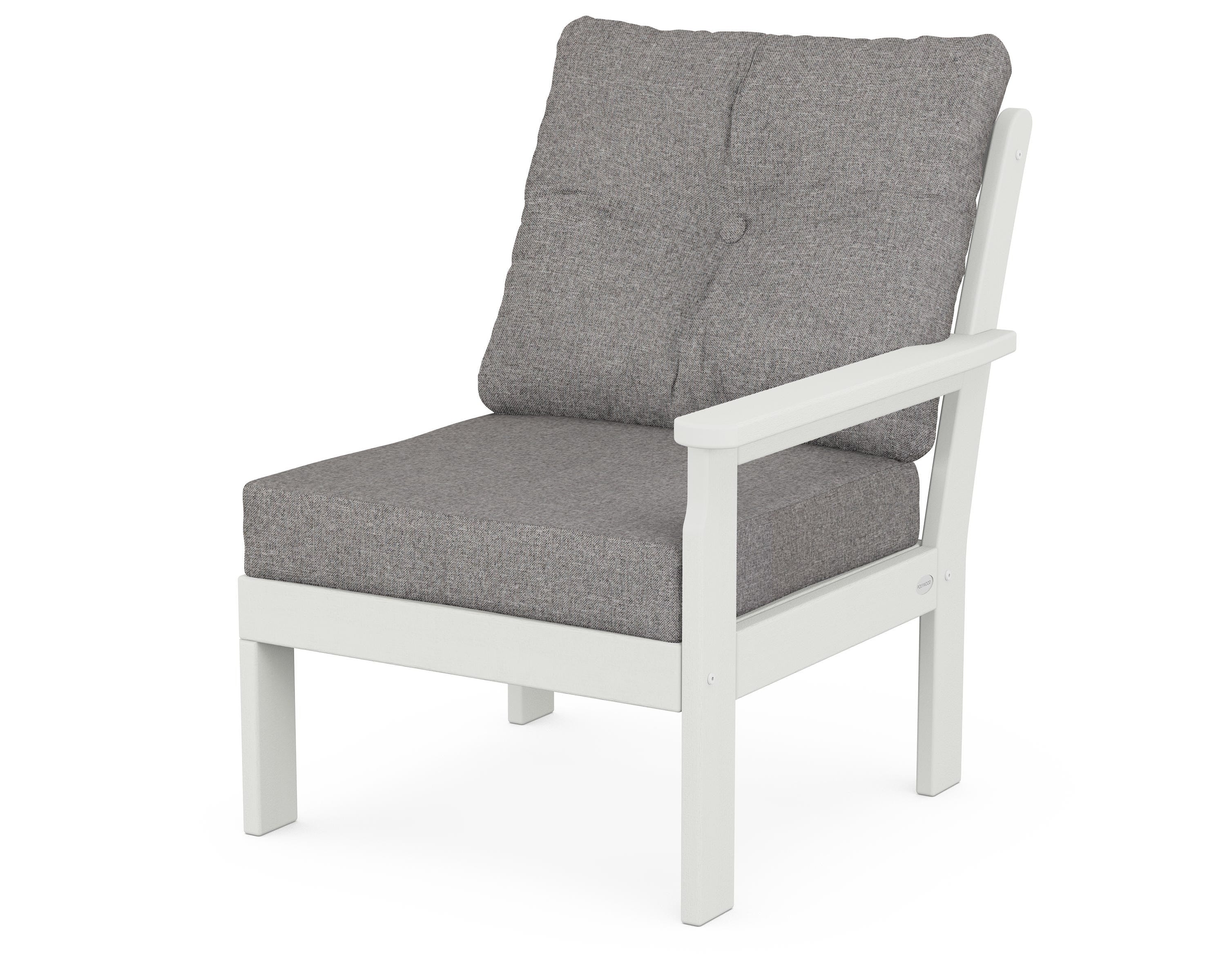 POLYWOOD® Vineyard Modular Right Arm Chair in Vintage White / Grey Mist