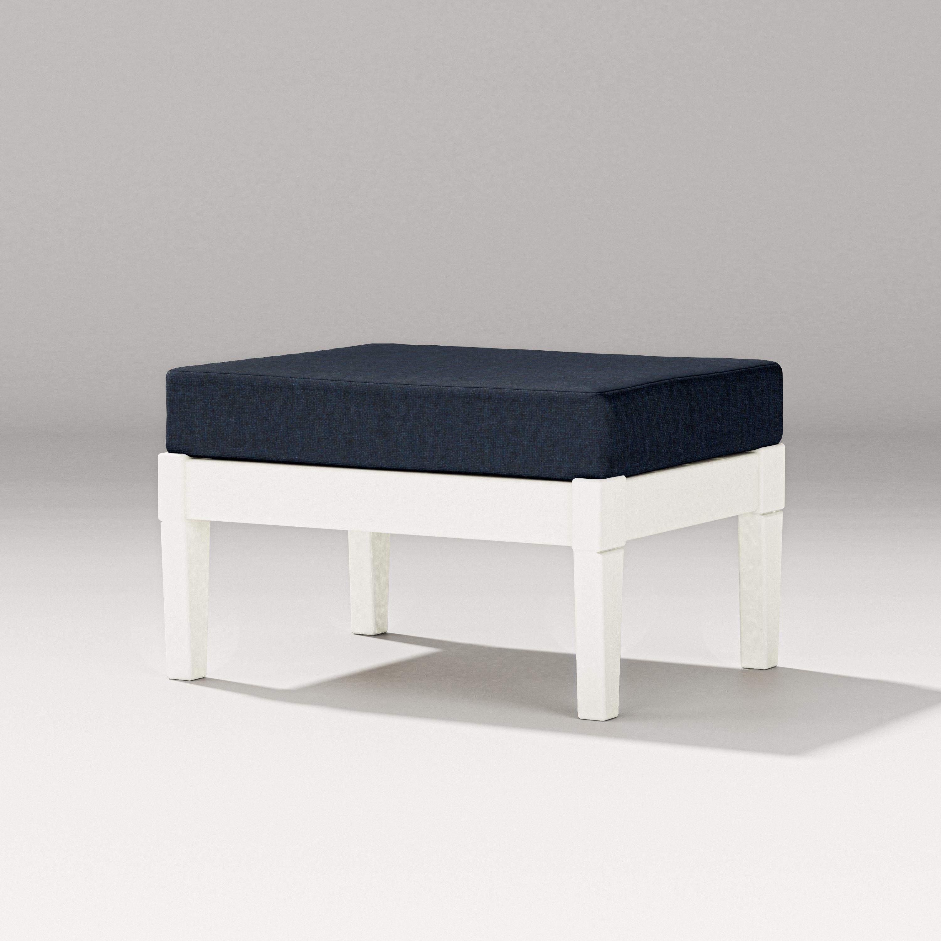 PW Designer Series Estate Lounge Ottoman in Vintage White / Marine Indigo