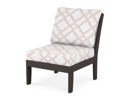 POLYWOOD® Braxton Modular Armless Chair in Vintage Coffee / Trellis Dune Burlap