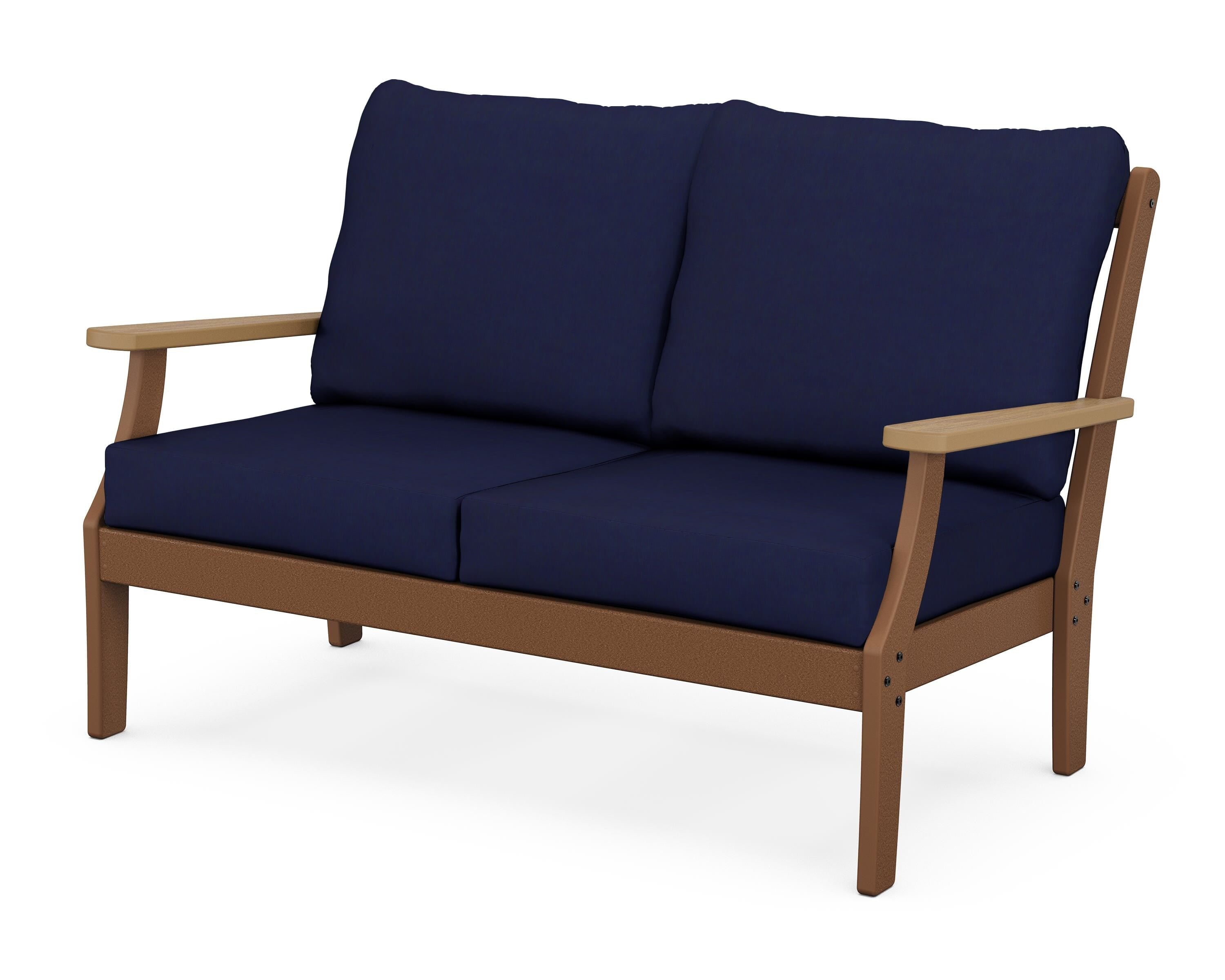 POLYWOOD® Braxton Deep Seating Loveseat in Teak / Natural / Navy