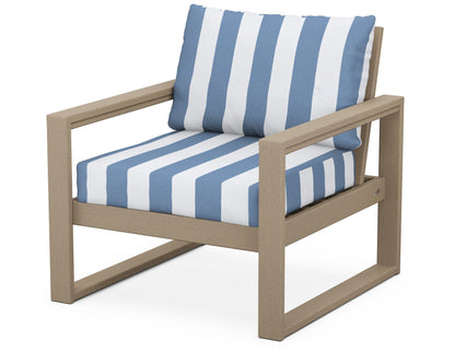 POLYWOOD® EDGE Club Chair in Vintage Sahara / Cabana Stripe Sky Blue