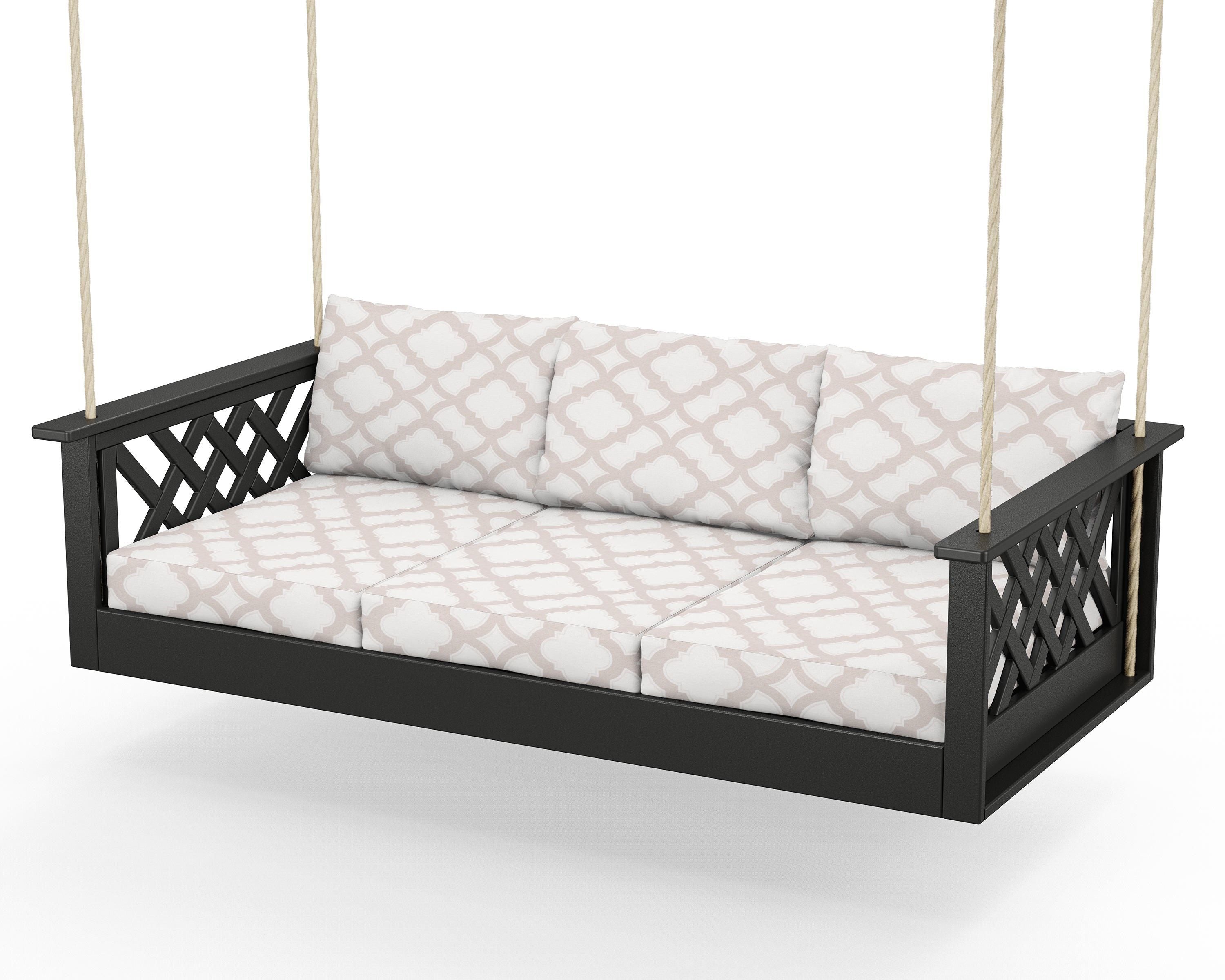 Country Living Wovendale Daybed Swing in Black / Trellis Dune Burlap