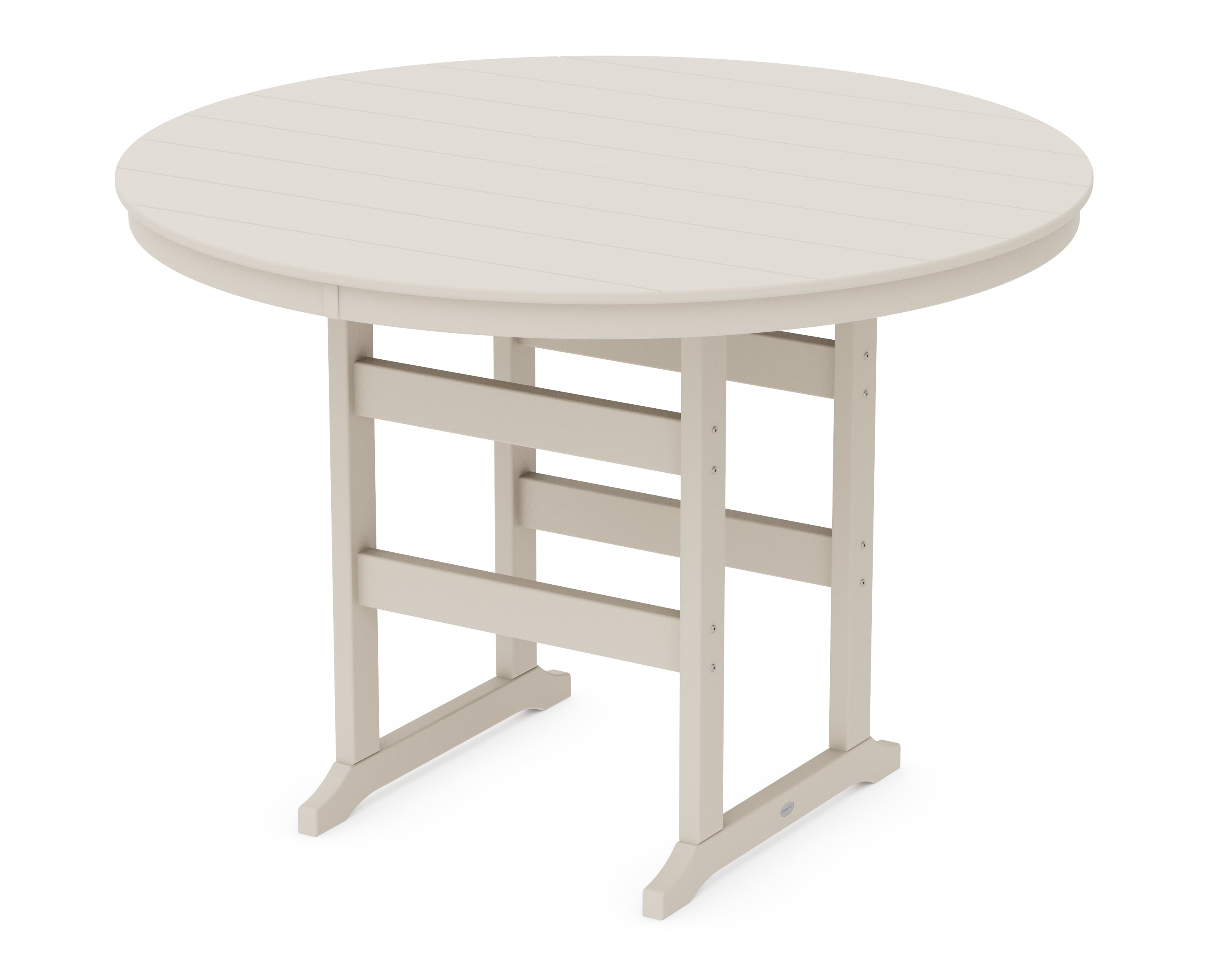 POLYWOOD® 60" Round Farmhouse Bar Table in Sand