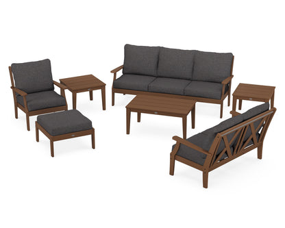 POLYWOOD® Braxton 7-Piece Deep Seating Set in Teak / Ash Charcoal