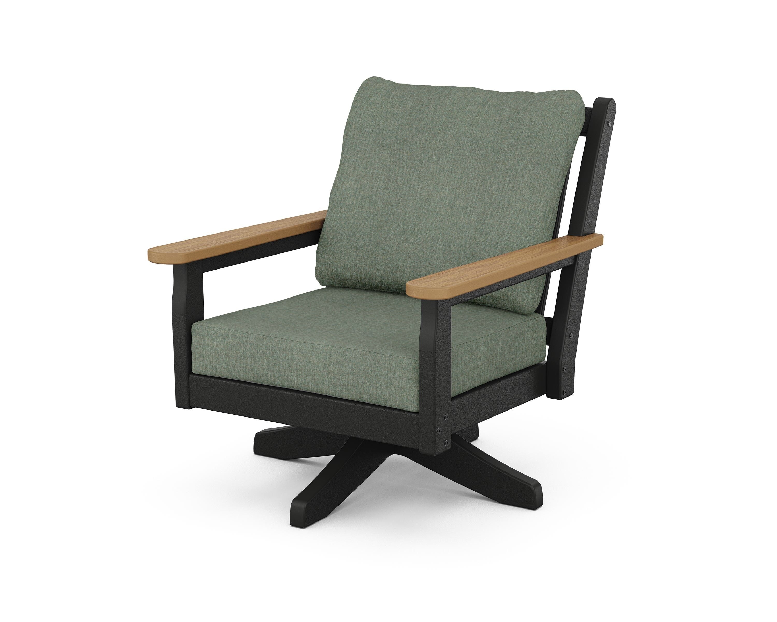 POLYWOOD® Chippendale Deep Seating Swivel Chair in Black / Natural / Cast Sage