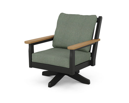 POLYWOOD® Chippendale Deep Seating Swivel Chair in Black / Natural / Cast Sage