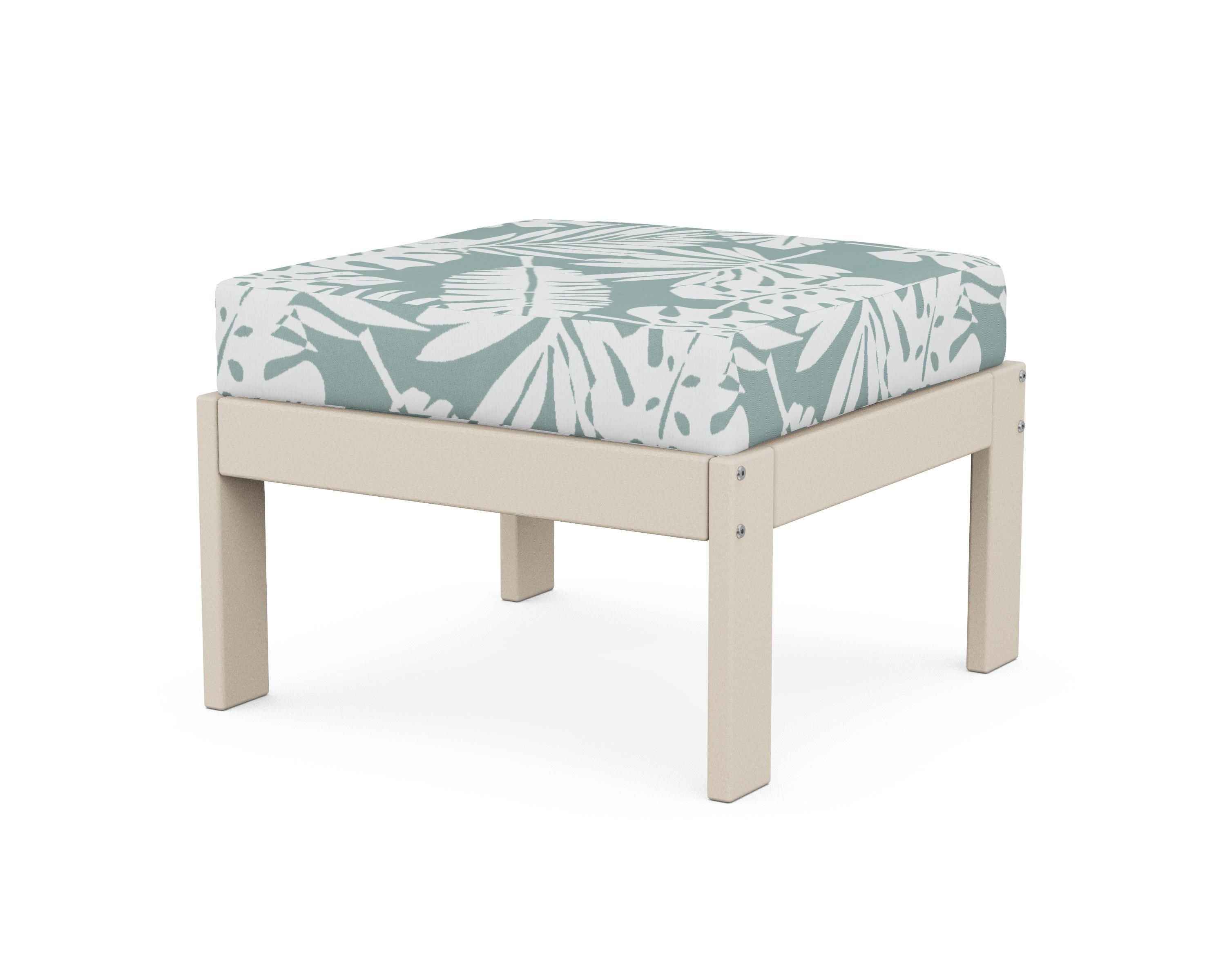 POLYWOOD® Vineyard Modular Ottoman in Sand / Leaf Glacier Spa