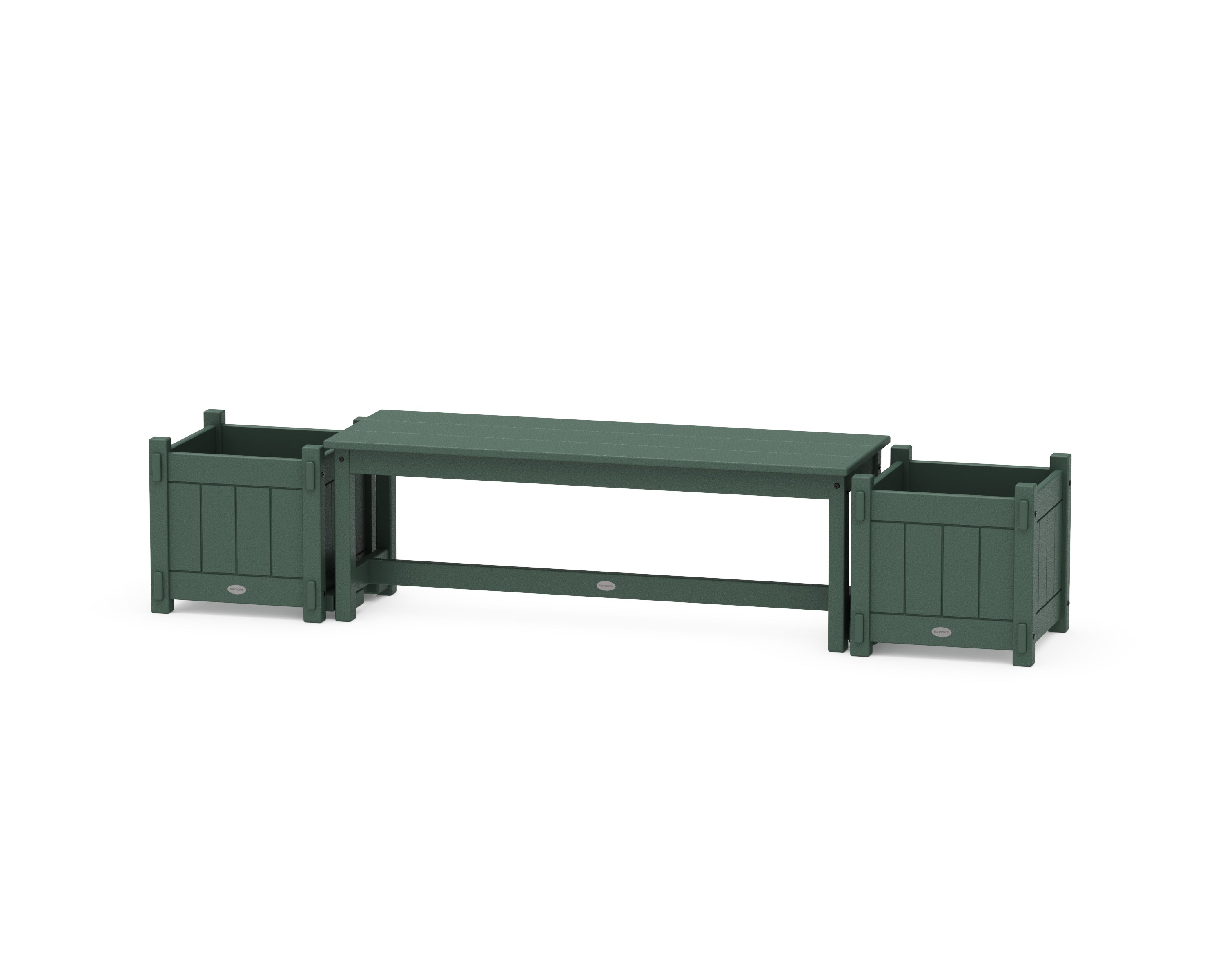POLYWOOD® 48" Vineyard Straight Planter Bench Set in Green