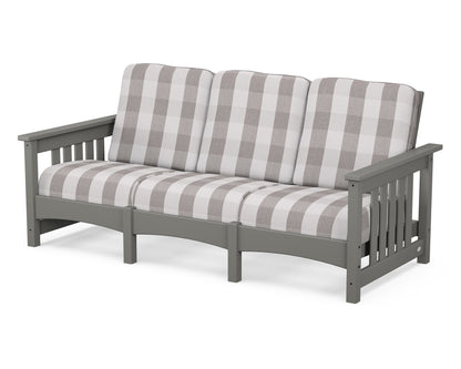 POLYWOOD® Club Mission Sofa in Slate Grey / Buffalo Plaid Grey Mist