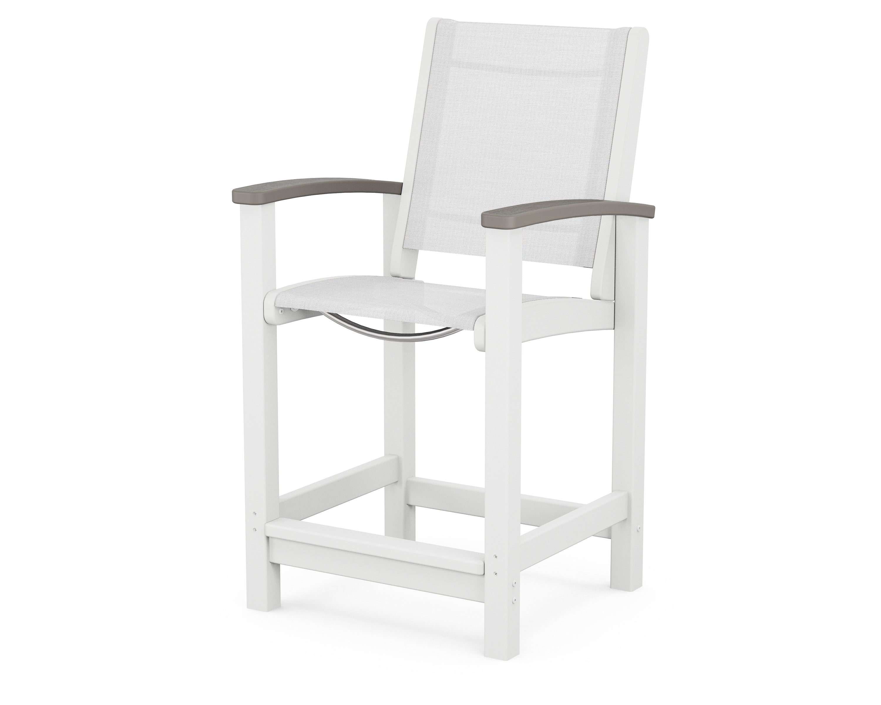 POLYWOOD® Coastal Counter Chair in White / Driftwood / White Sling