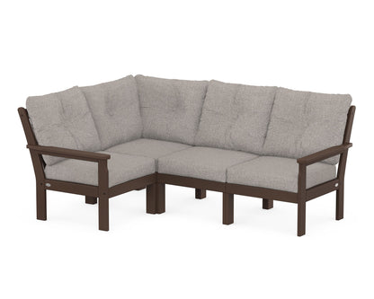 POLYWOOD® Vineyard 4-Piece Sectional in Mahogany / Weathered Tweed