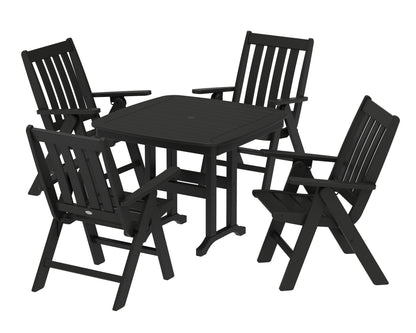 POLYWOOD® Vineyard Folding Chair 5-Piece Dining Set in Black