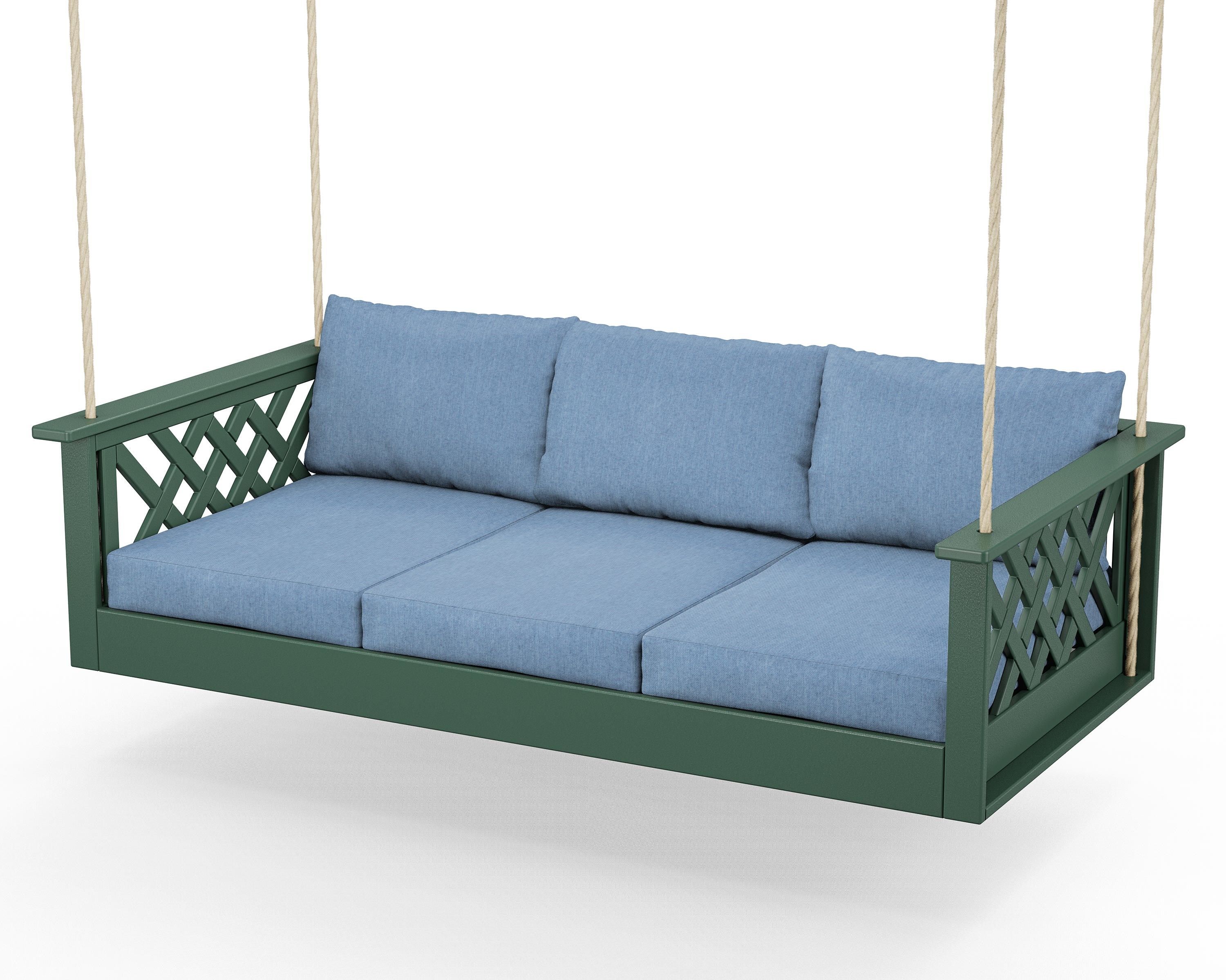 Country Living Wovendale Daybed Swing in Green / Sky Blue