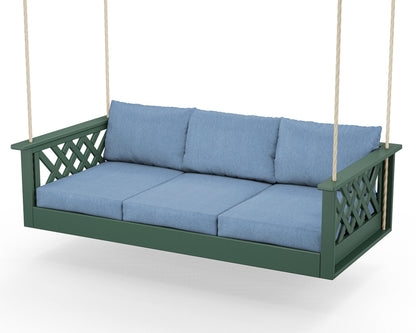 Country Living Wovendale Daybed Swing in Green / Sky Blue